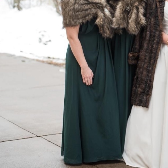 Revelry Gwen Chiffon Dress Emerald Green Size 16 Petite Length - Picture 9 of 12